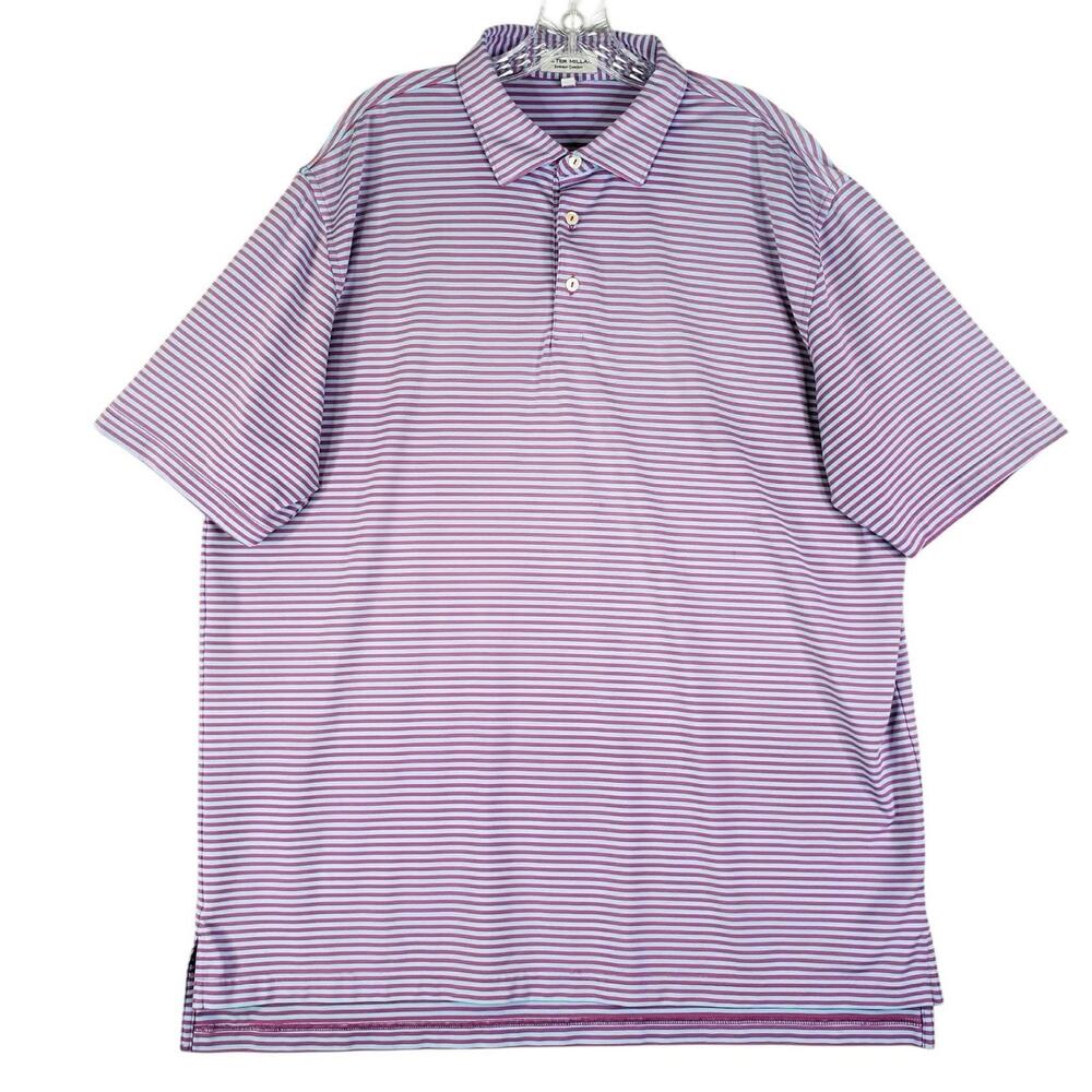 Peter Millar Shirt Summer Comfort Golf Polo Men's XXL Blue Pink Striped SS - Picture 2 of 10
